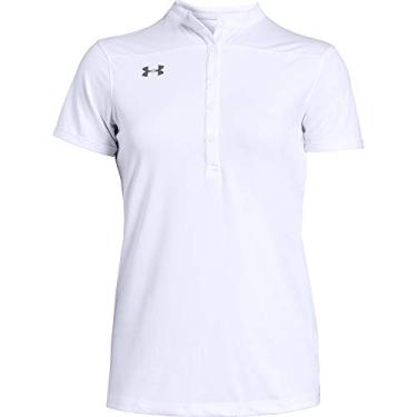 Imagem de Camisa polo drapeada feminina Under Armour Team, Branco, Large