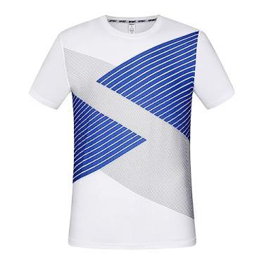 Imagem de Camiseta masculina atlética manga curta secagem rápida gola redonda camiseta elástica amigável à pele, Branco, G
