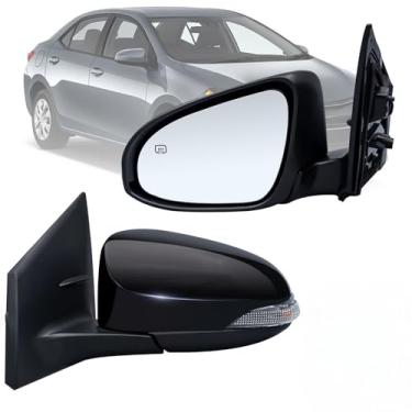 Imagem de Espelho lateral esquerdo do motorista compatível com Toyota Corolla 2014-2018 com luz de seta aquecida 7 pinos espelho retrovisor de vidro elétrico