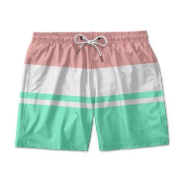 Imagem de Short Bermuda Moda Praia Listrado Mauricinho Tactel Bolso Lateral - Da