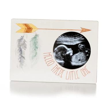 Imagem de Moldura magnética MBHB 12 x 18 cm, design exclusivo em aquarela, estrutura de madeira durável, ideal para fotos de ultrassom, molduras magnéticas para geladeira, ímãs, olá