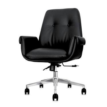 Imagem de Cadeira De Escritório Home Office Diretor Prestige Preta Base Giratória Cromada Preto