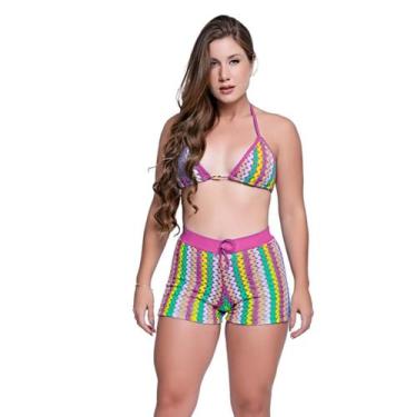 Imagem de Biquíni Feminino Com Short Saída de Praia Conjunto Crochê - HYPE MODAS