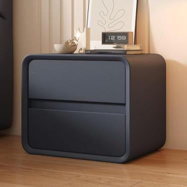 Imagem de Criado-mudo Com 2 Gavetas De Madeira Maciça, Mesa De Cabeceira De Couro Microfibra, Mesa De Cabeceira Moderna Para Quarto, Para Quarto/sala De Estar/dormitório, Milky White, 50 cm/20 in