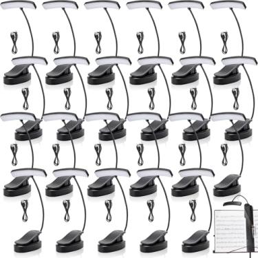 Imagem de Wovnet 24 peças de luz de suporte de música com clipe de luz de leitura USB e AAA operada por bateria LED para piano, leitura de livros, DJ, artesanato (inclui cabo de carregamento USB, sem bateria)