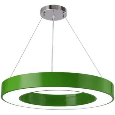 Imagem de Jardim De Infância Cor Led Lustre Oco Circular Pingente Luzes Círculo Verde Amarelo Pendurado Linha Lâmpada Escritório Escola Sala De Aula Teto Luz Redonda, Green, 40CM