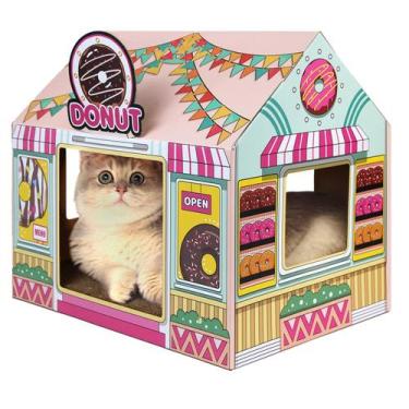 Imagem de Loja de donuts SEKAM Kitty de papelão Cat House com arranhador