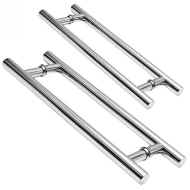 Imagem de Puxador Tubular Redondo em Alumínio Polido, 30 cm, Kit com 2 Peças, para Portas até 4,5 cm