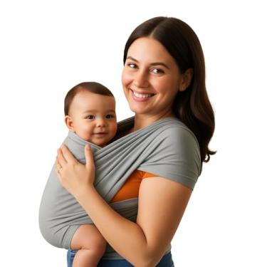 Imagem de Canguru Sling Wrap para Bebê Tecido DryFit Confortável para Carregar Bebês (Cinza)