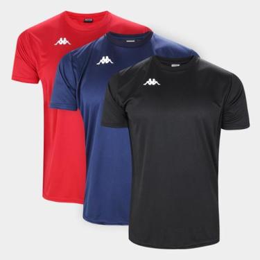 Imagem de Kit Camisa Kappa Fardamento C/ 3 Masculina, Preto, P