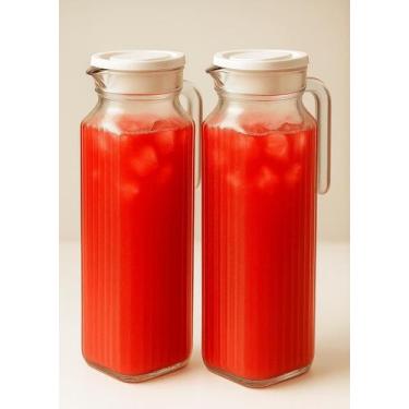 Imagem de Kit 2 Jarras de Vidro 1L  Água, Suco e Chá com Estilo - Blitz Feminina