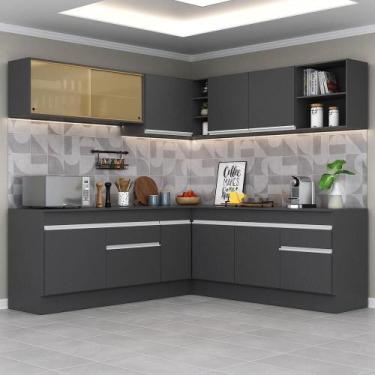 Imagem de Armário De Cozinha Completa De Canto Preto/Branco - MULTIMOVEIS