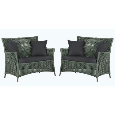 Imagem de 2 Sofás área Externa Igapó Alumínio Marrom Corda Náutica E11 Verde