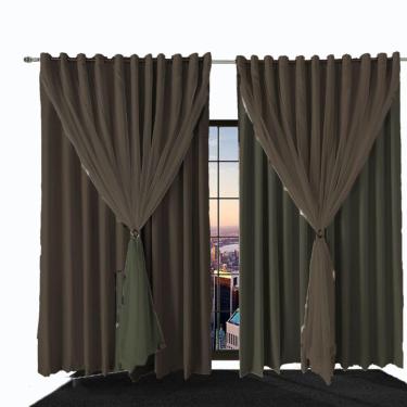 Imagem de Cortina Sala E Quarto 4,50x2,60 Tecido Blackout Ana Marrom