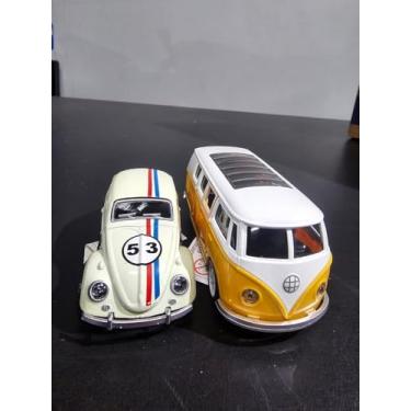 Imagem de Kit Fusc Kombi Miniatura Colecionável Brinquedo Carrinho Metal À fricção Abre Portas (Edição Especial 53 + Amarelo)
