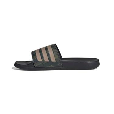 Imagem de adidas Sandália unissex Adilette Comfort Slide para adultos, Carbono/Blanch Cargo/Carbono, 17 Women/16 Men