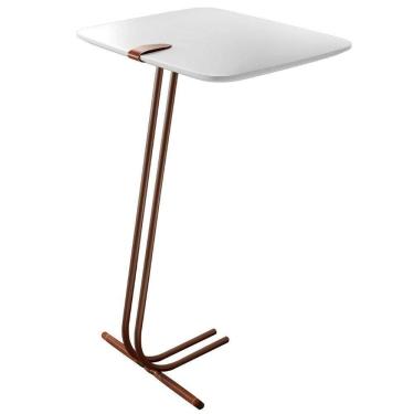 Imagem de Mesa Apoio Lateral Para Sofá Lisboa Pé Café Branco