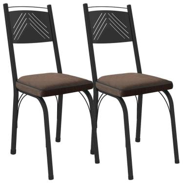 Imagem de Kit 2 Cadeiras Tubular Europa 151 Preto Assento Madeira Imbuia Artef Madeira Imbuia