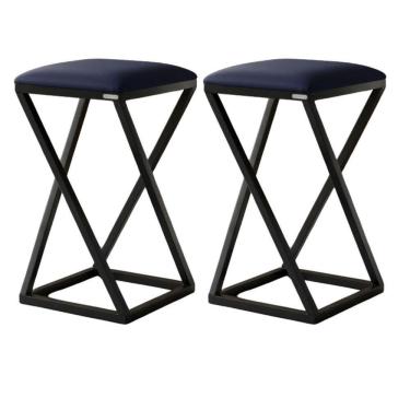 Imagem de Conjunto 2 Banquetas Banco Banquinho Reforçado De Ferro Azul