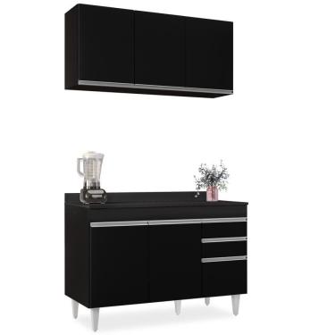 Imagem de Armário Virgínia E Balcão Com Tampo Michigan 120cm Preto - Lumil