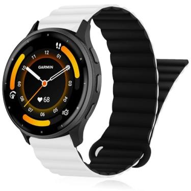 Imagem de Inhosper Pulseiras de relógio compatíveis com Garmin Vivoactive 4/Venu 3/Venu 2 de 45 mm, pulseira magnética de silicone dupla face de 22 mm para relógio inteligente Garmin Forerunner 745/265/255/255