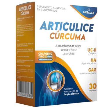 Imagem de Colageno Tipo II Curcuma Acido Hialuronico Articulice Cúrcuma Formula Exclusiva com Glucosaminoglicanos GAG Colageno Suplemento Articulações Cartilagen 30 cp