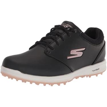 Imagem de Skechers Tênis de golfe feminino Elite 4 Hyper Burst impermeável com pontas, Preto/ouro rosa, 5.5