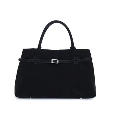 Imagem de BCMCBV Bolsas femininas bolsas de ombro com fivela dourada bolsas femininas modernas, Preto, One Size