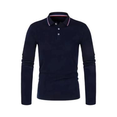 Imagem de Camisa Polo Masculina De Manga Longa Casual Respirável Confortável Par