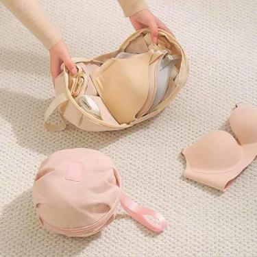 Imagem de 2 peças, bolsa organizadora de sutiã estilo Honey Girl, armazenamento portátil com vários compartimentos para viagens