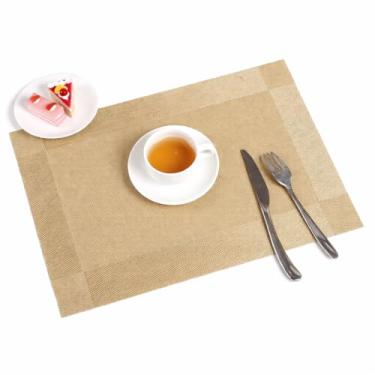 Imagem de Jogo Americano 6 Peças Retangular Mesa Posta Limpeza Fácil 45x30cm (Dourado)