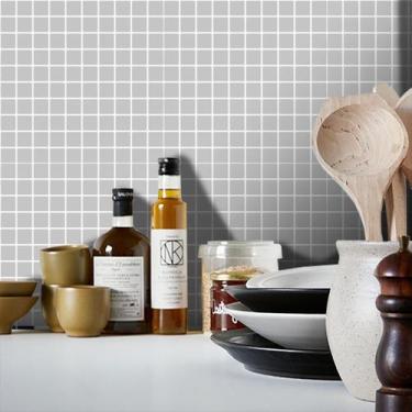 Imagem de Adesivo Destacável Pastilha para Cozinha Clássica Cinza Claro - TaCola