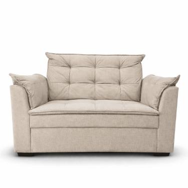 Imagem de Sofá Namoradeira 2 Lugares Sala Confortável Requinte Recepção Moderno Linho linho Bege