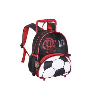 Imagem de Mochila De Rodinha Flamengo Bola De Futebol Infantil Escolar Com Chave
