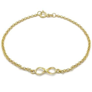 Imagem de Pulseira Portuguesa Em Ouro 18k Com Infinito Pingente Bracelete Elo Po