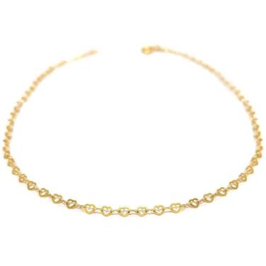 Imagem de Colar Em Ouro 18k Corações Vazados 50cm Corrente Cordão Gargantilha Fe