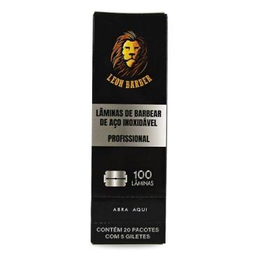 Imagem de 100 Lâminas de Barbear Descartáveis Aço Inox, Leon Barber