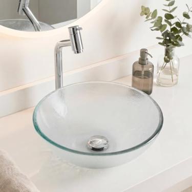 Imagem de Cuba Pia de Apoio Sobrepor Vidro Redonda 29cm Transparente Banheiro Lavabo Beltempo BT-4030