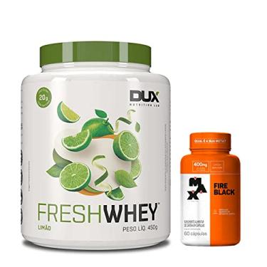 Imagem de Fresh Whey - 450g Limão - Dux Nutrition + Fire Black 60 Caps - Max Titanium Cafeína 100% pura