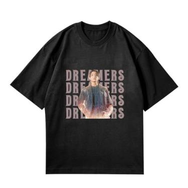 Imagem de Camiseta K-pop Solo Dynamite, camisetas soltas unissex com suporte de mercadoria estampadas camisetas de algodão, Preto, P
