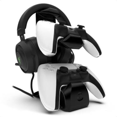 Imagem de Suporte de Mesa para 2 Controles de PS5 Playstation 5 e Headset Gamer