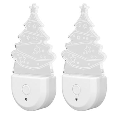 Imagem de Árvore de Natal LED Luz Noturna Com Sensor Dusk To Dawn Plug and Play Economia de Energia RGB Plug in Luz Noturna para Quarto Banheiro NightLight Plug na Parede (Plugue UE 220V)