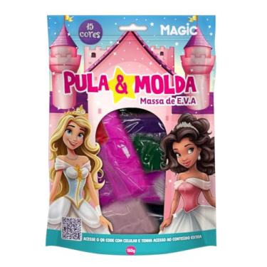 Imagem de Massa de E.V.A Pula e Molda 15 Cores e 150g Magic Kids Princesas