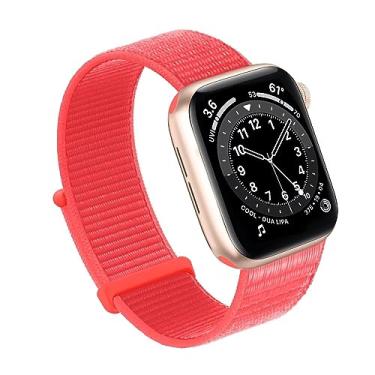 Imagem de Bifeiyo Pulseira esportiva de nylon para Apple Watch séries 10, 9, 8, 7, 6, 5, 4, 3, 2 e 1 SE, Ultra(38/40/41/S10-42 mm, vermelha)