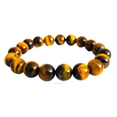 Imagem de Pulseira Masculina Olho de Tigre Esfera 10mm - Proteção - EQUILIBRIO