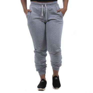 Imagem de Calça Moletom Calca Lisa Feminina Moleton com Bolso - Ipê Mulato, Cinz