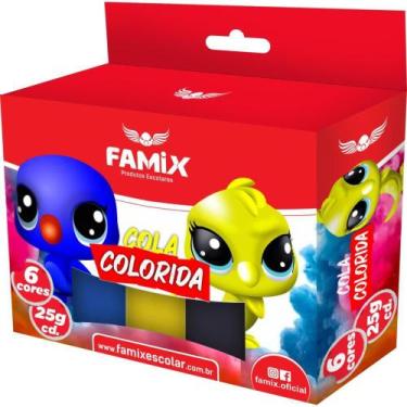 Imagem de Cola Colorida Tubo 25G - 6 Cores Sortidas - Famix