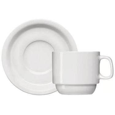 Imagem de Xícara de Café com Pires de Porcelana 65ml Classe Única Iguaçu Germer 