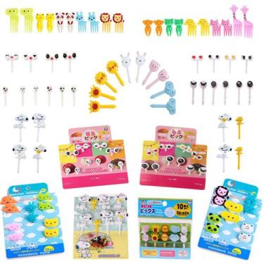 Imagem de Mini Garfos Palitos Infantil Frutas Lancheira Petisco - 58pç - PromoGa