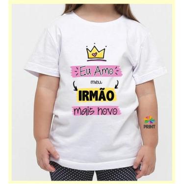 Imagem de Camiseta Infantil Eu Amo Meu Irmão Mais Novo Est. Menina- Chá de Bebê 